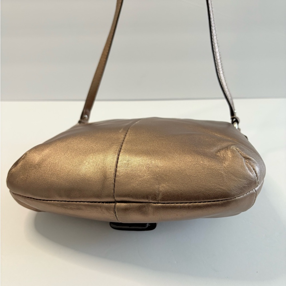 Coach SoHo Crossbody Bag Purse Gold Metallic Flap 45664 EUC - Picture 6 of 17